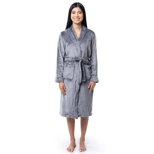 Fruit of the Loom Women's Fleece Robe, Monument, Medium-Large | Amazon (US)