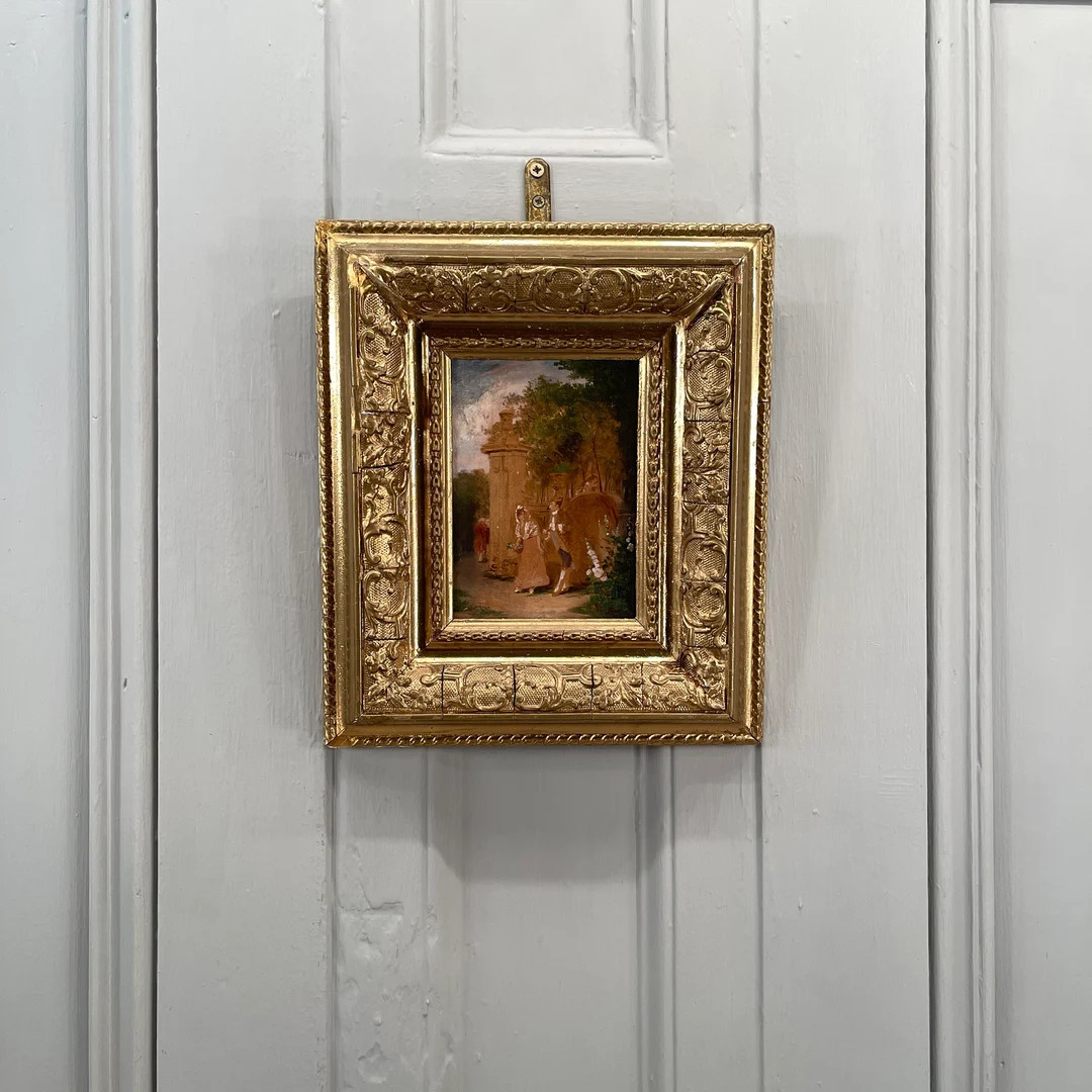 Small Antique French Oil Painting Study of a Courting Couple - Etsy | Etsy (US)