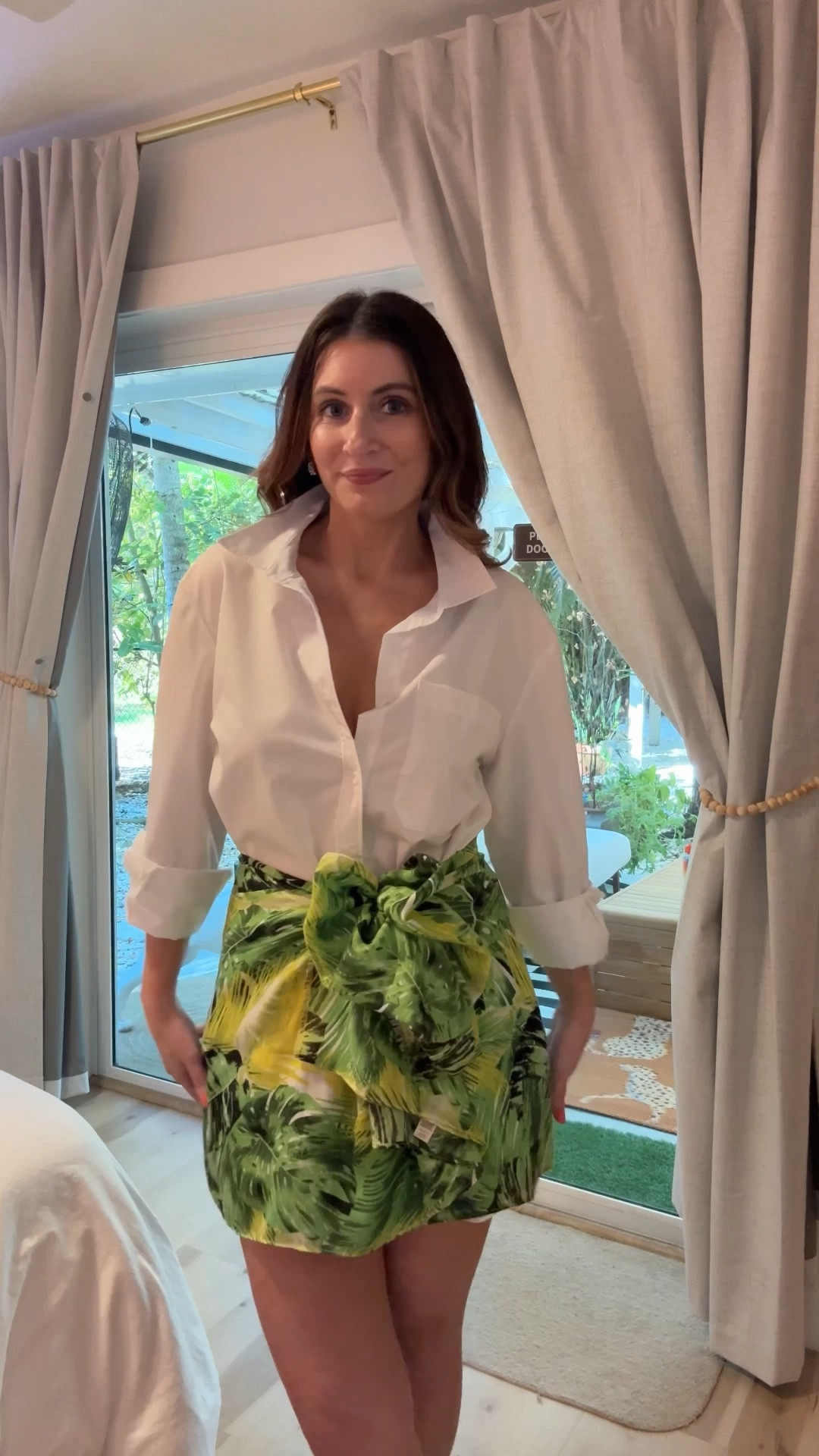 What I wore out to dinner on vacation in Naples, Florida
Amazon oversized white button down shirt (medium)
Lulus palm print/tropical print sarong (old - linking similar)
Amazon look for less sandals (7)
Macy’s look for less handbag

Casual outfit, spring break outfit, summer outfit, leopard print is a neutral

#LTKSeasonal #LTKootd #LTKOver40