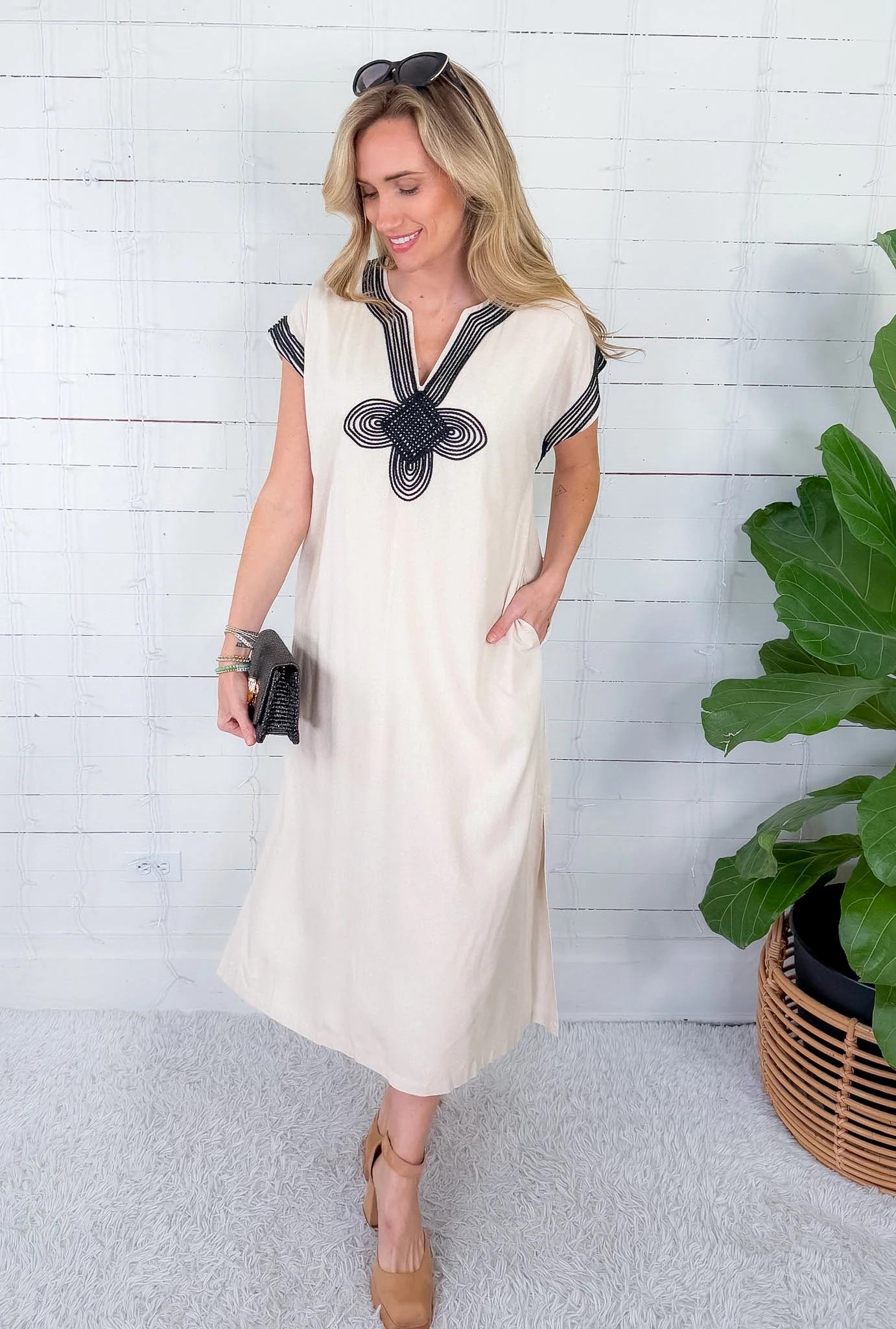 Benji Oatmeal Linen Maxi Dress Entro | Clover and Bee | Clover + Bee