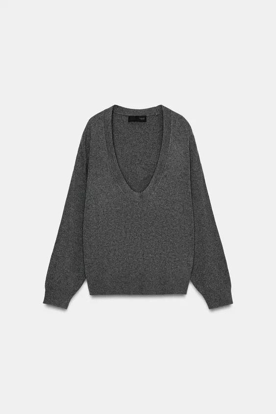 DEEP V-NECK KNIT JUMPER | Zara UK