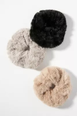 Faux-Fur Scrunchies, Set of 3 | Anthropologie (US)