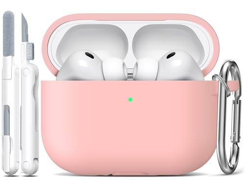 R-fun for AirPods Pro 3 Case (2025), Soft Silicone Protective Case Cover Compatible with Apple AirPods Pro 3rd Generation (USB-C Cable) for Women Men with Cleaning Kit and Keychain, Sand Pink | Amazon (US)