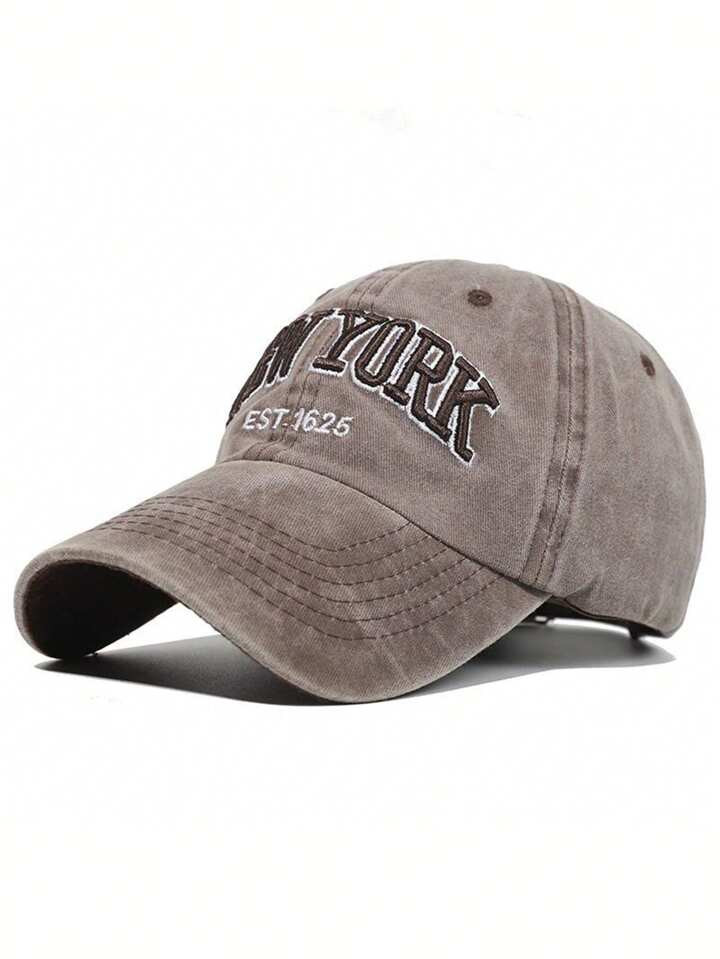 Letter Embroidery Washed Vintage Baseball Cap New York Women's Baseball Cap Washed Baseball Cap | SHEIN