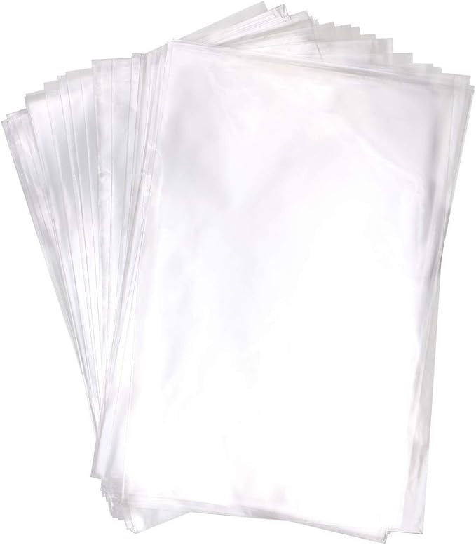 Mini Skater 8" x 12" Clear Treat Bags OPP Cello Cellophane Flat Bag with 50Pcs Gold Color Twist T... | Amazon (US)
