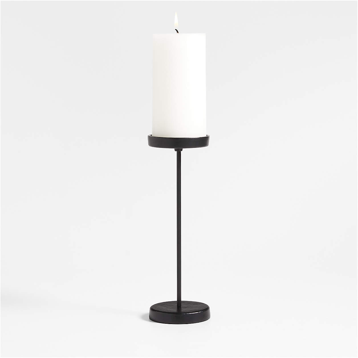 Tepes Matte Black Pillar Candle Holder 10" | Crate & Barrel