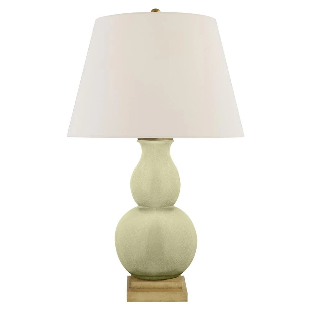 Visual Comfort Gourd Form Modern Celadon Crackle Linen Shade Table Lamp - Small | Kathy Kuo Home