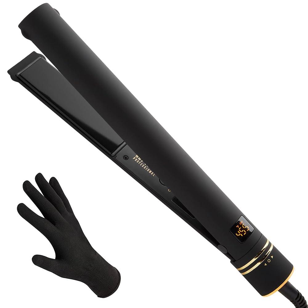 HOT TOOLS Pro Artist Black Gold Ionic 1 1/4 Inch Flat Iron - Use as Straightener for Sleek Straig... | Amazon (US)