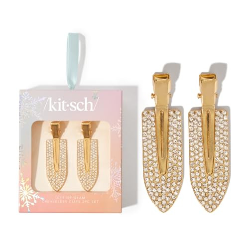 Kitsch Gift of Glam Creaseless Clips | No Crease Hair Clips for Makeup | No Bend Hair Clips for Styling | Stylish Makeup Hair Clips & Hair Styling Clips | Pin Curl Clips for Hair, 2pc Set | Amazon (US)
