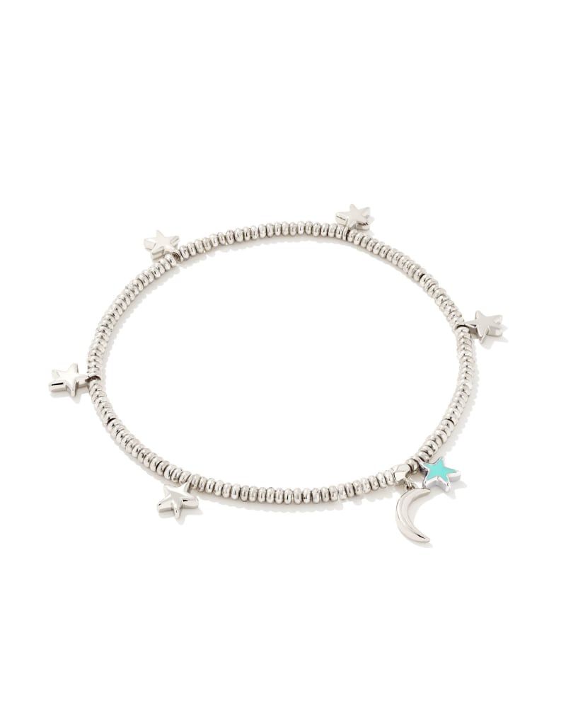 Moon & Star Silver Stretch Bracelet in Light Blue Enamel | Kendra Scott | Kendra Scott