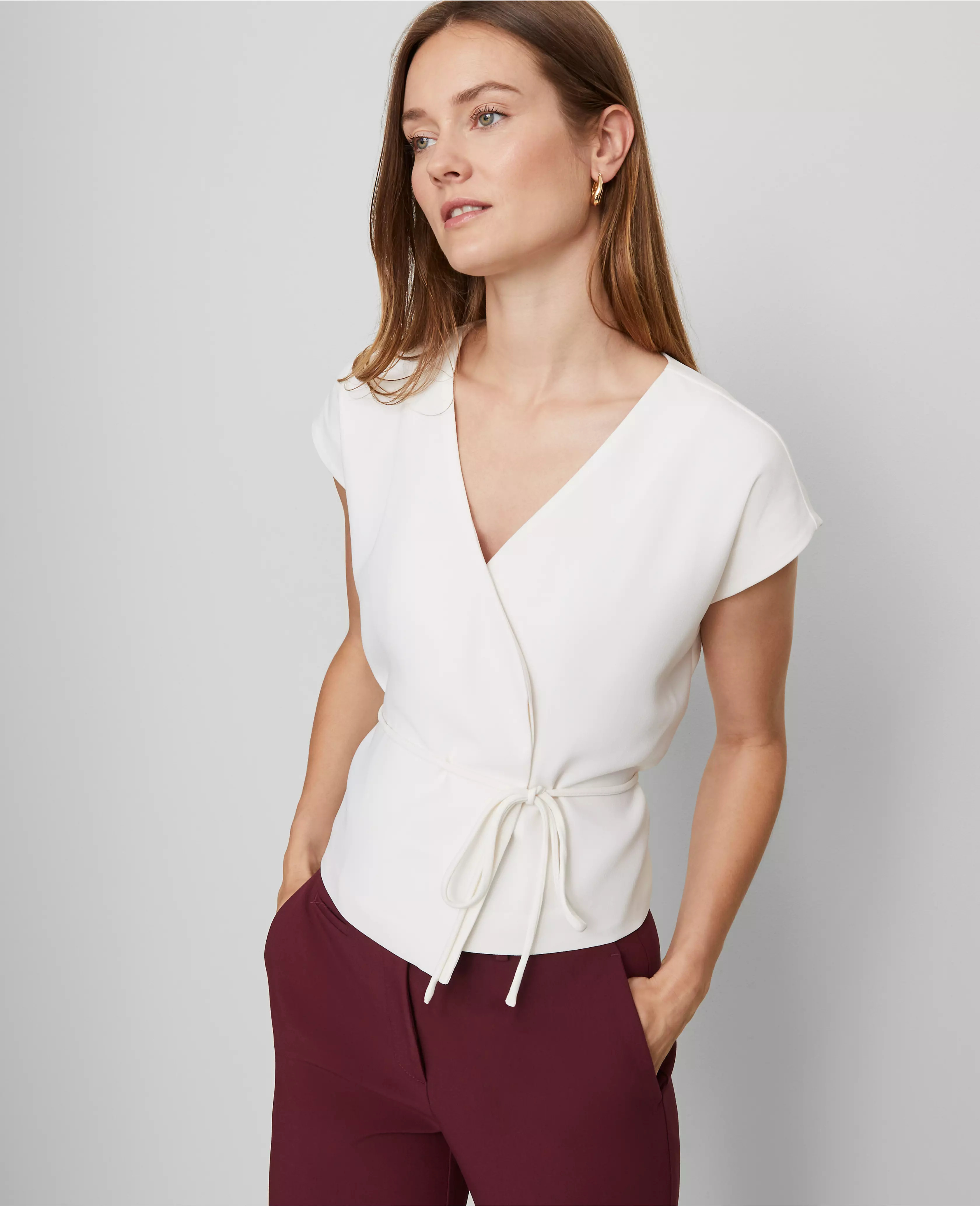 Wrap Tie Waist Blouse | Ann Taylor