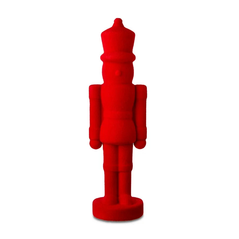 Red Flocked Nutcracker Tabletop Decoration, 13.78 in, by Holiday Time | Walmart (US)