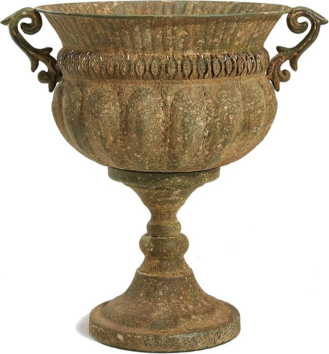 Worth Garden 18.5" H. Metal Urn Planters - Bronze Classic Antique Iron Plant Pots - Decorative Ru... | Amazon (US)