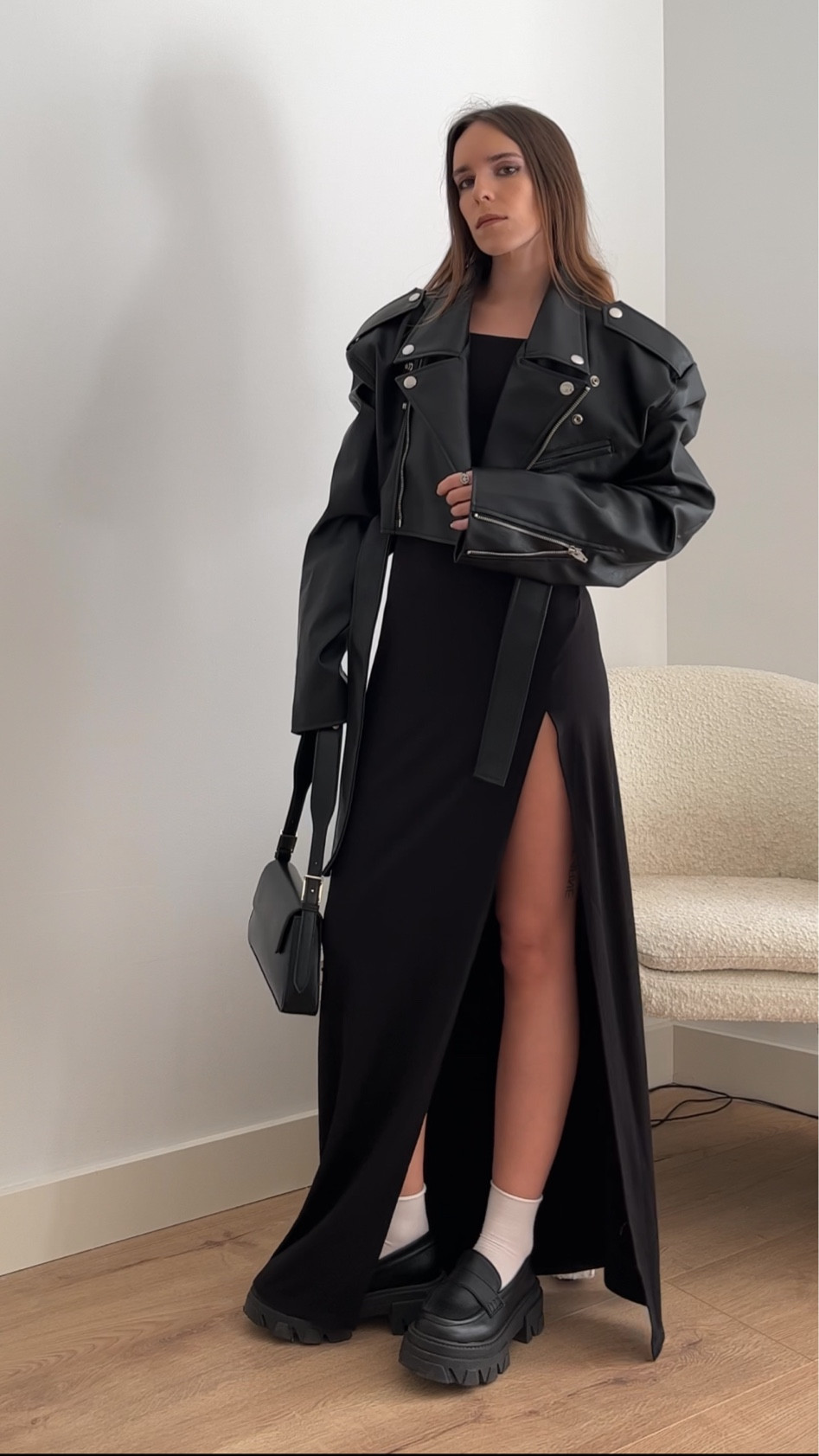 All black outfit - Cropped faux leather jacket and black loafers 

#LTKshoecrush #LTKFind #LTKSeasonal