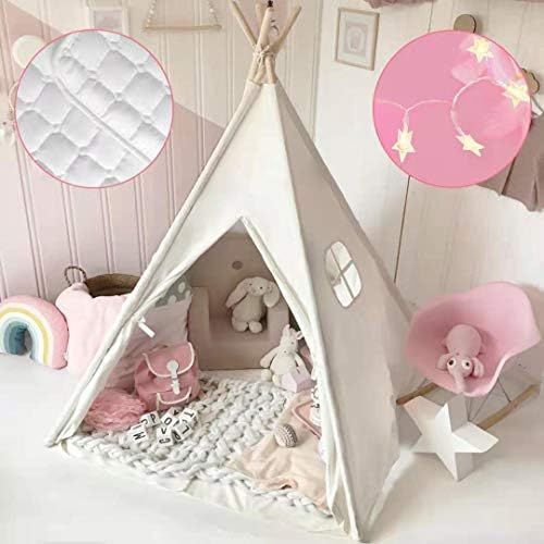 Kids Teepee Tent with Mat & Light String& Carry Case- Kids Foldable Play Tent for Indoor Outdoor,... | Amazon (US)