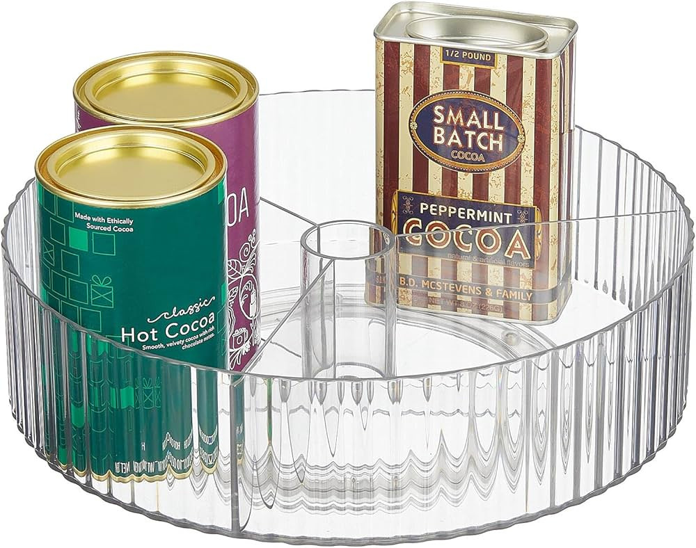 mDesign Lazy Susan Turntable — Deep Plastic Revolving Spice Rack — Kitchen Storage Unit for F... | Amazon (UK)