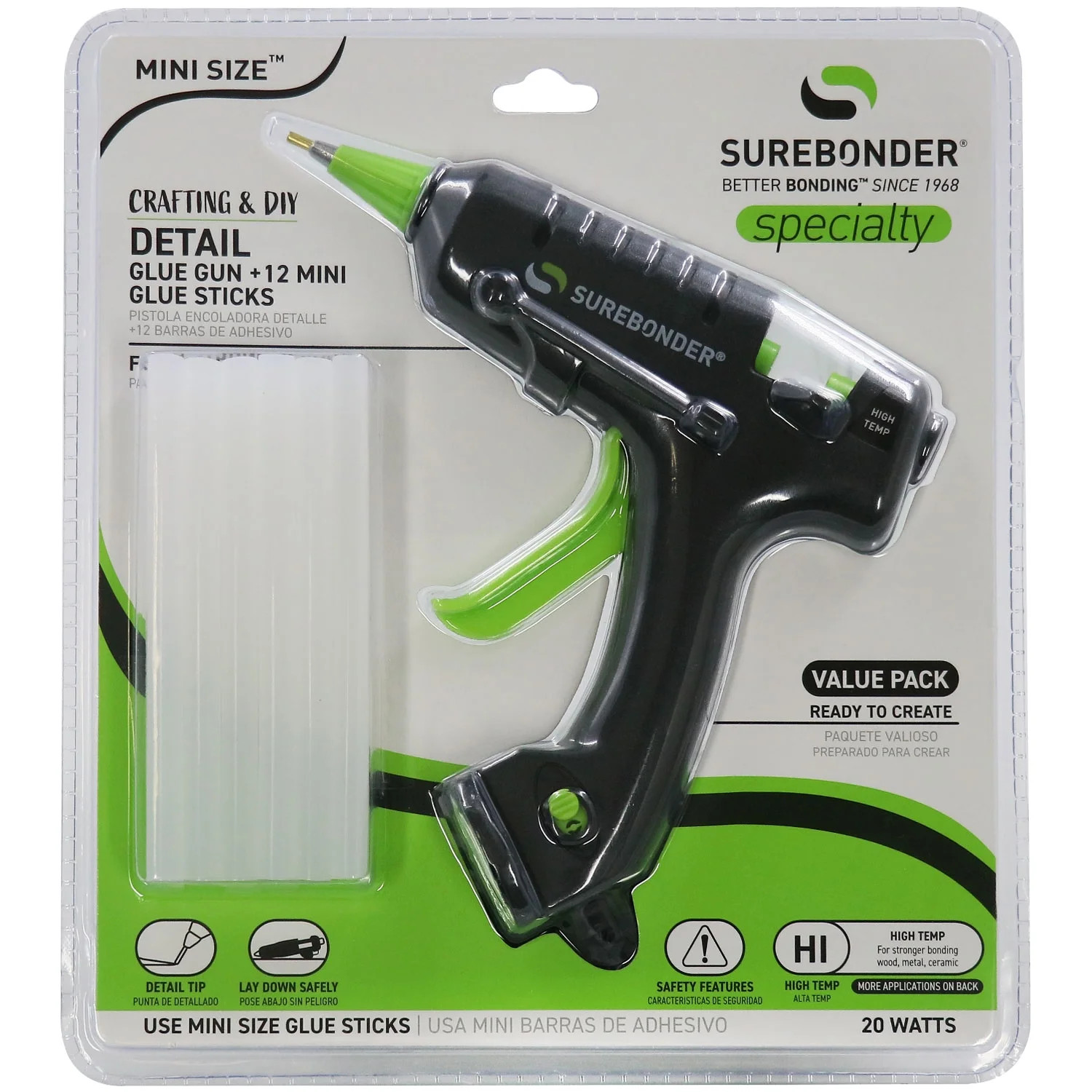 Surebonder H-195FKITW-N 20 Watt Mini Size High Temp Detail Tip Glue Gun Kit-12 Glue Sticks Includ... | Walmart (US)