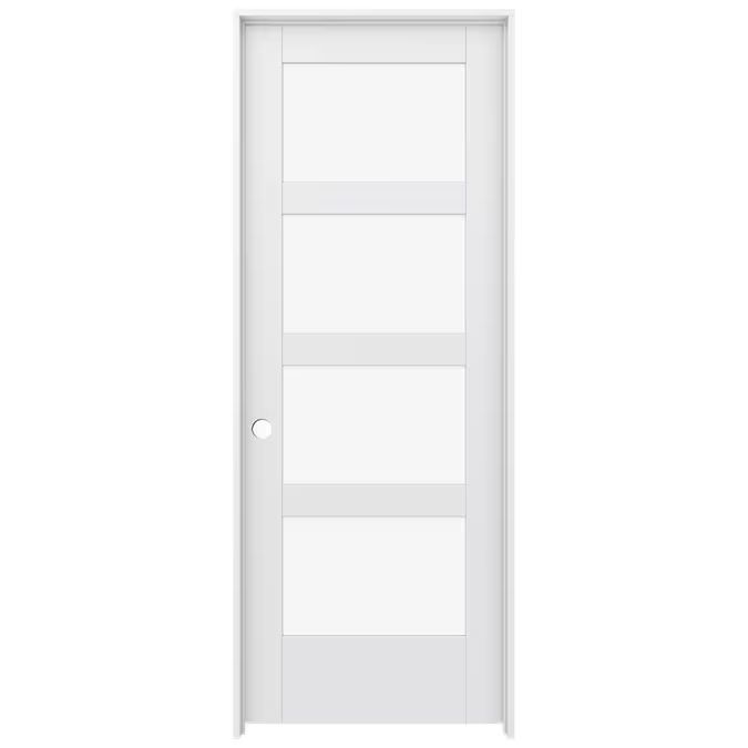 JELD-WEN MODA 1044W 32-in x 80-in Primed 4 Panel Square Clear Glass Solid Core Primed MDF Right H... | Lowe's