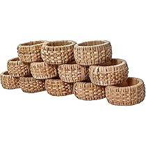 Alpha Living Home Napkin Rings Set of 12, Rattan Napkin Holders, Napkin Rings Bulk for Party Decorat | Amazon (US)