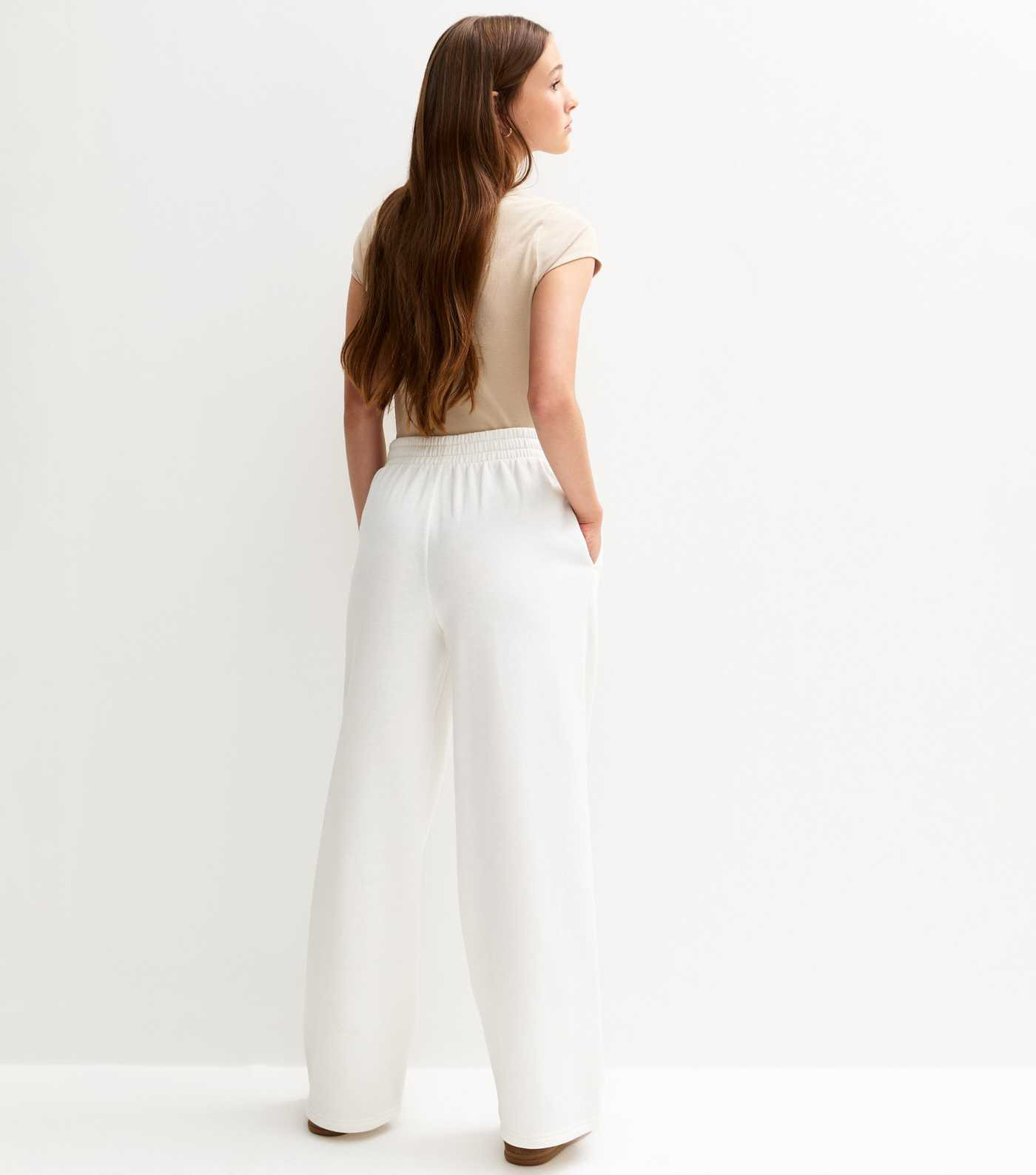 Girls Off White Seam Detail Wide Leg Joggers | New Look | New Look (UK)