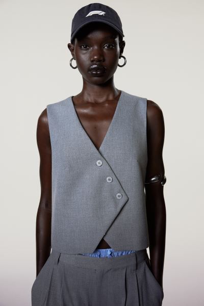 Asymmetric-front Suit Vest - Gray - Ladies | H&M US | H&M (US + CA)