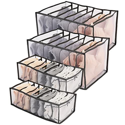 6 Pcs Underwear Drawer Organizer Foldable Closet Clothes Dividers Nylon Dresser Compartments Storage | Amazon (US)