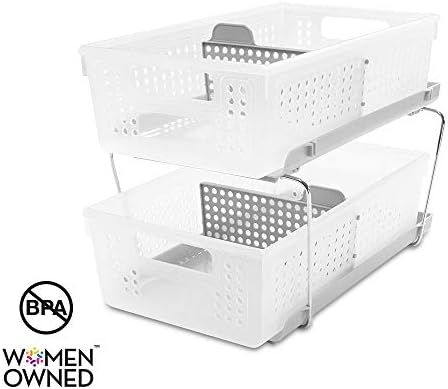 madesmart 2-Tier Organizer with Dividers - BATH COLLECTION Slide-out Baskets with Handles, Space ... | Amazon (US)