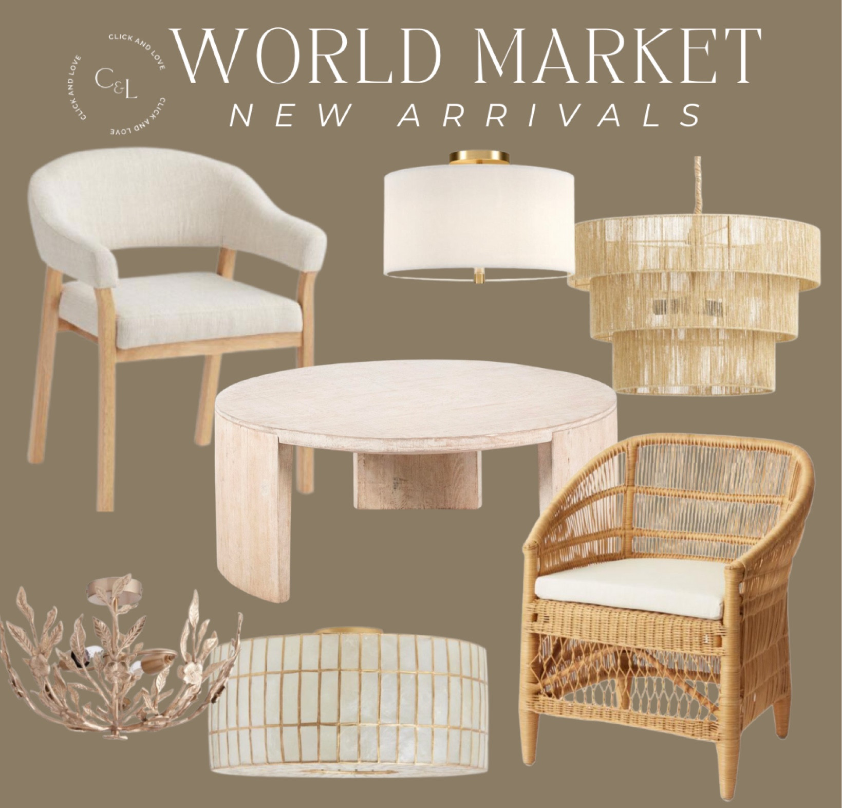 New arrivals from World Market! This neutral pieces would be great in any space. 

World market, armchair, accent chair, woven chair, coffee table, chandelier, pendant lighting, ceiling light, flush lighting, neutral style, neutral home, neutral decor, modern lighting, traditional style, budget friendly home, bedroom, living room, guest room, dining room, kitchen, bathroom, entryway, foyer, hallway, family room, new arrivals 

#LTKstyletip #LTKhome #LTKunder100