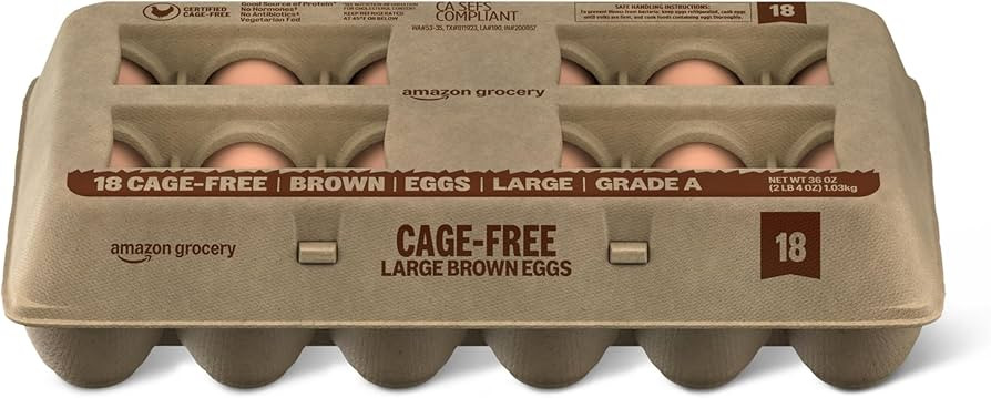 Amazon Grocery, Cage Free Large Brown Eggs, Grade A, 18 Ct | Amazon (US)