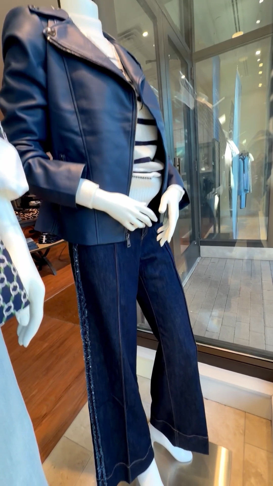 Prepare to fall in love with this new, faux leather moto jacket. Featuring a classic motorcycle jacket lapel and snap collar

You will love this new dressed-up denim design. Made with a dark rinse denim, featuring our proprietary So Slimming® technology that smooths and slims your shape—great for inspiring added confidence. You will love this frayed side seam and pocket design with clean hems. 
Striped Relaxed Mockneck Pullover

#LTKOver40 #LTKgrwm #LTKSeasonal