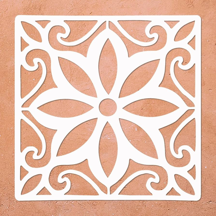 Large Concrete Floor Tile Stencils 12x12 Inches Reusable Mexican Stencil Sunflower Stencil for Pa... | Amazon (US)