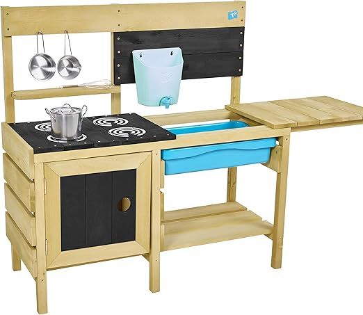 TP Toys, Deluxe Wooden Mud Kitchen | - Kids Outdoor Kitchen Playset with Water Pan, Garden Sink, ... | Amazon (US)