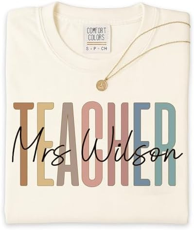 Comfort Color Personalized Teacher Shirts Sweatshirt Hoodie For Women, Custom Teacher Gifts, Teac... | Amazon (US)