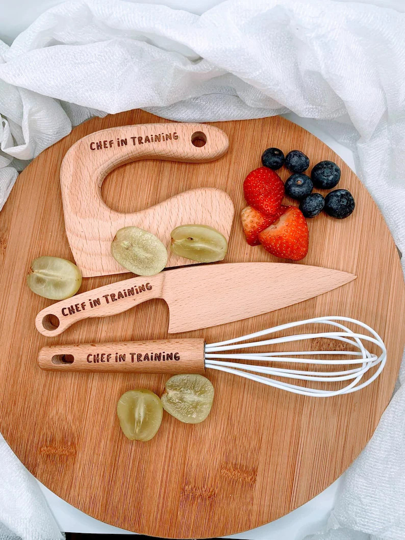 Deluxe 3 Pc. Personalized Kid's Cooking Set, Custom Kitchen Kid-friendly Knife & Whisk Set, Toddl... | Etsy (US)