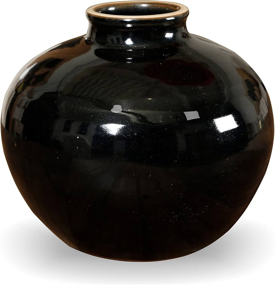 Artissance AM82580001 10.63" L Round Black Porcelain Glazed Obsidian Small Opening, Home and Gard... | Amazon (US)
