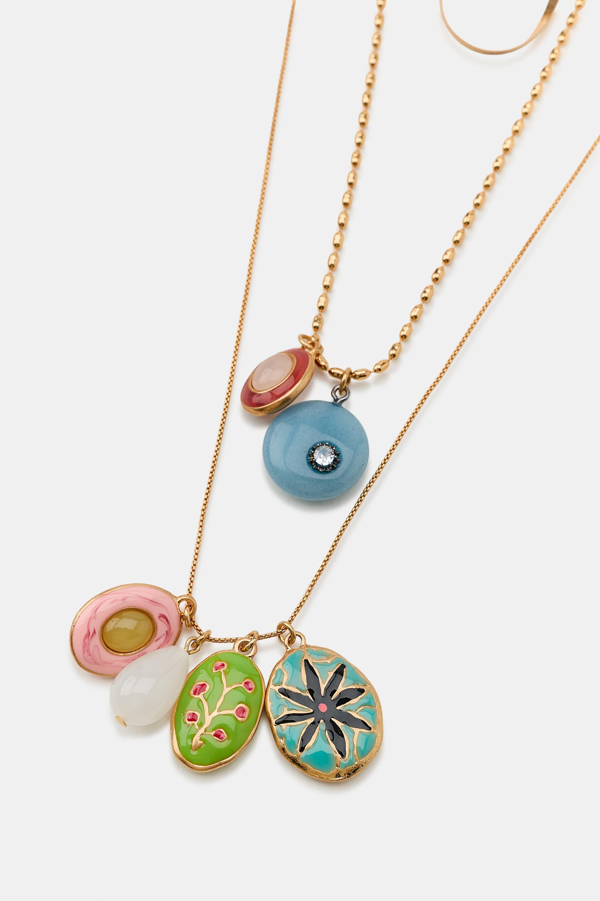 PACK OF 3 CHAIN NECKLACES WITH CHARMS AND STONES | Zara US