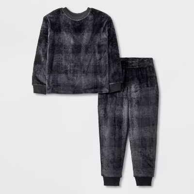Boys' 2pc 'Buffalo Check' Long Sleeve Cozy Pajama Set - Cat & Jack™ Gray XL | Target