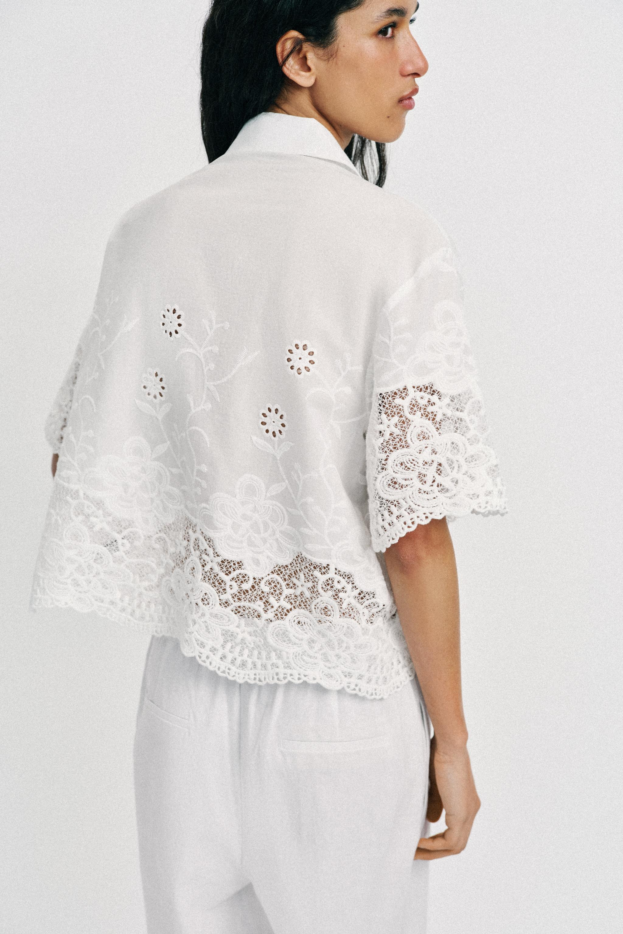 EMBROIDERED EYELET SHIRT | Zara US