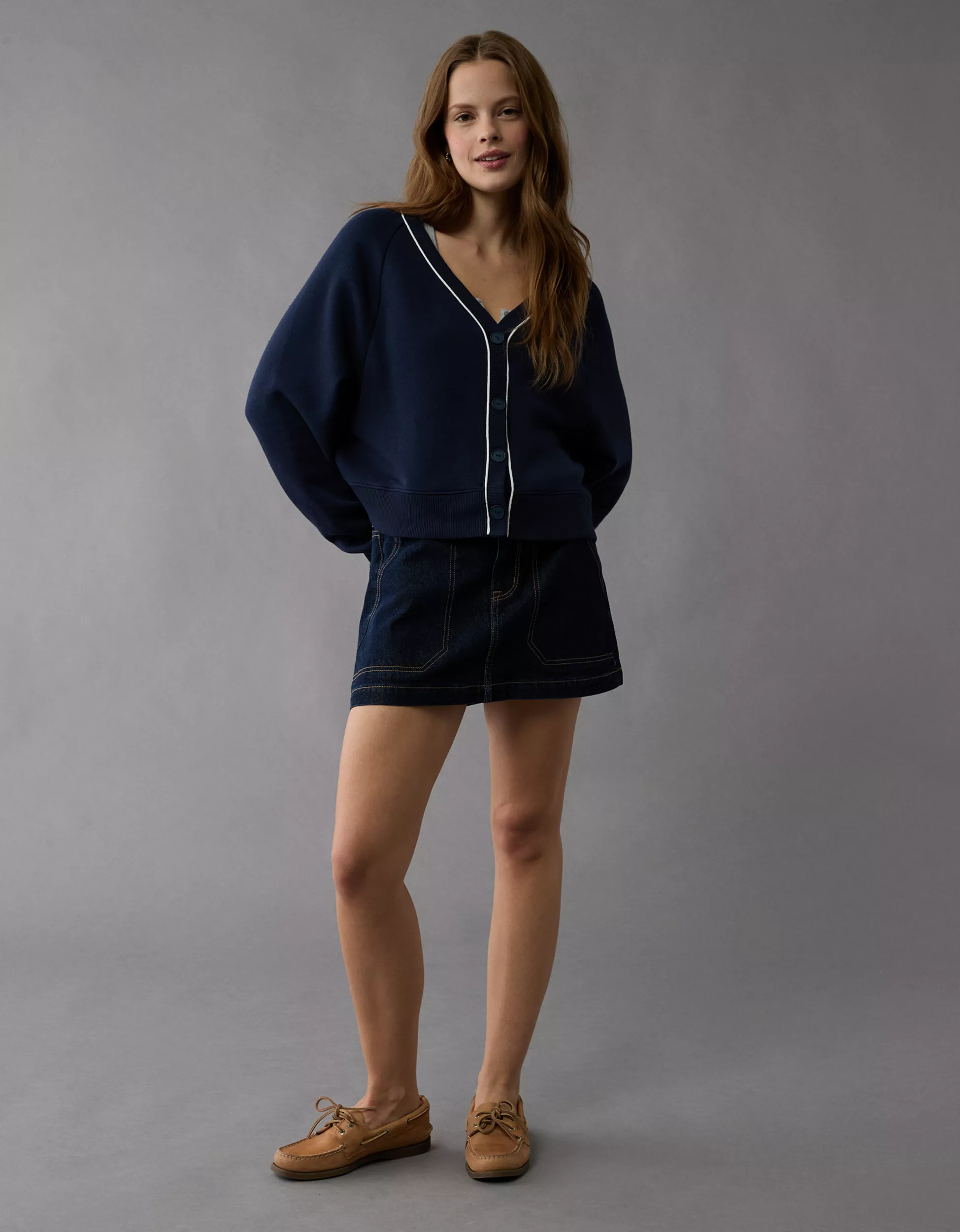 AE Relaxed Fit Fleece Cardigan | American Eagle Outfitters (US & CA)