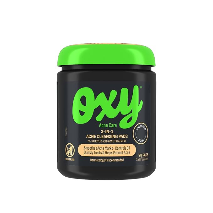 Oxy 3-IN-1 Acne Facial Cleansing Pads, Maximum Strength 2% Salicylic Acid Stubborn Acne Treatment... | Amazon (US)