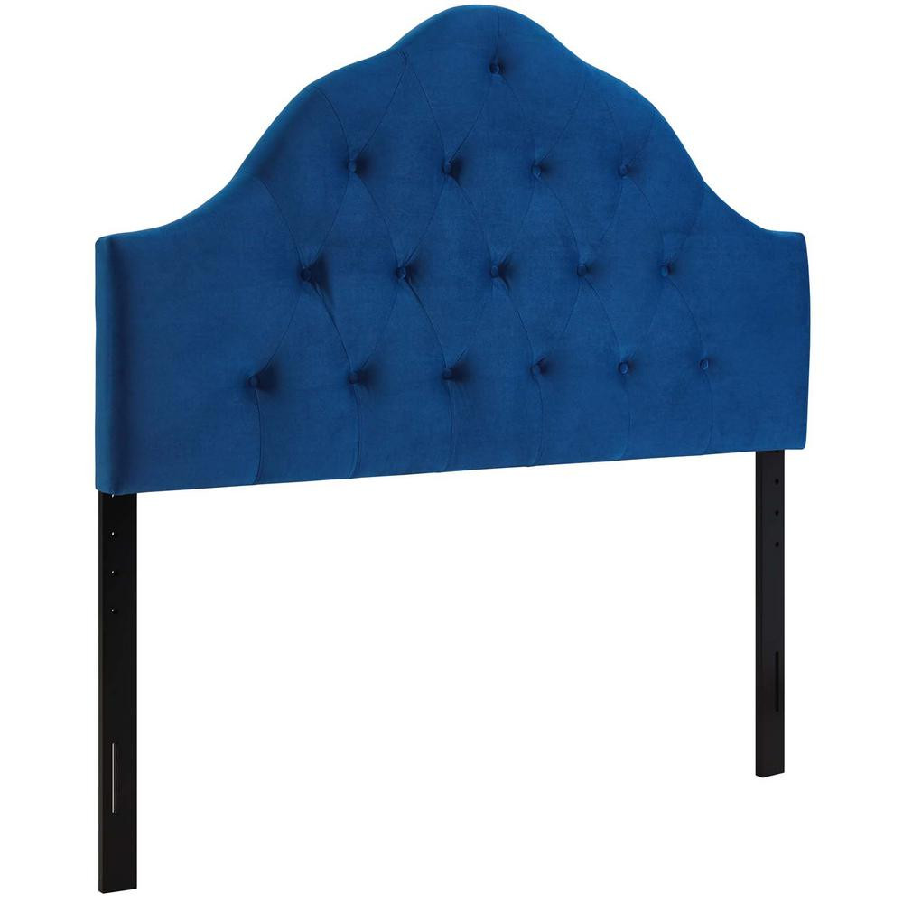 MODWAY Sovereign Navy Full Diamond Tufted Performance Velvet Headboard, Blue | The Home Depot