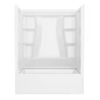 Classic 500 60 in. x 32 in. Alcove Left Drain Bathtub and Wall Surrounds in High Gloss White | The Home Depot