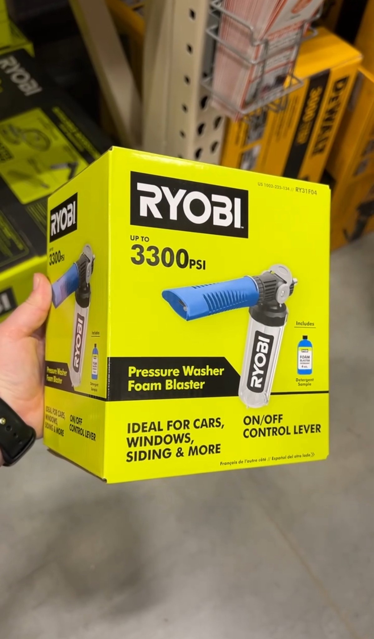 We’ve been tired of spending so much money on getting our car detailed or taking it to a car wash so often. So this weekend we bought a Ryobi Pressure Washer Foam Blaster to do it at home! Bonus is it’s under $40! 😍👏🏼 #homedepot #under40