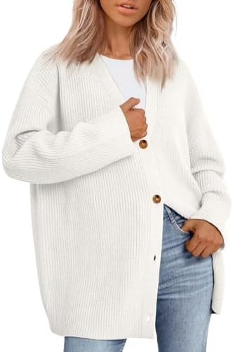 LILLUSORY Women Oversized Cardigan Sweater 2025 Fall Outfits Cloth Fashion V Neck Knit Button Fro... | Amazon (US)