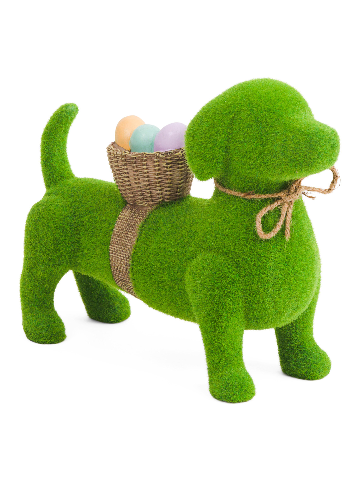 Flocked Dog With Egg Basket Figurine | TJ Maxx