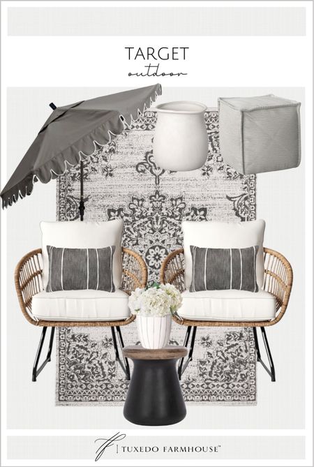 Outdoor furniture and rugs from Target. 

Patio furniture, porch furniture, patio chairs, outdoor umbrella, pillows, outdoor tables, outdoor planters, outdoor poufs

#LTKhome #LTKFind #LTKSeasonal