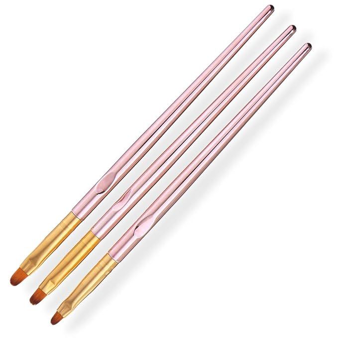 SILPECWEE 3 Pcs Rose Gold Round Brush Set Nail Art Brush Nail Painting Brush Manicure Tool Profes... | Amazon (US)