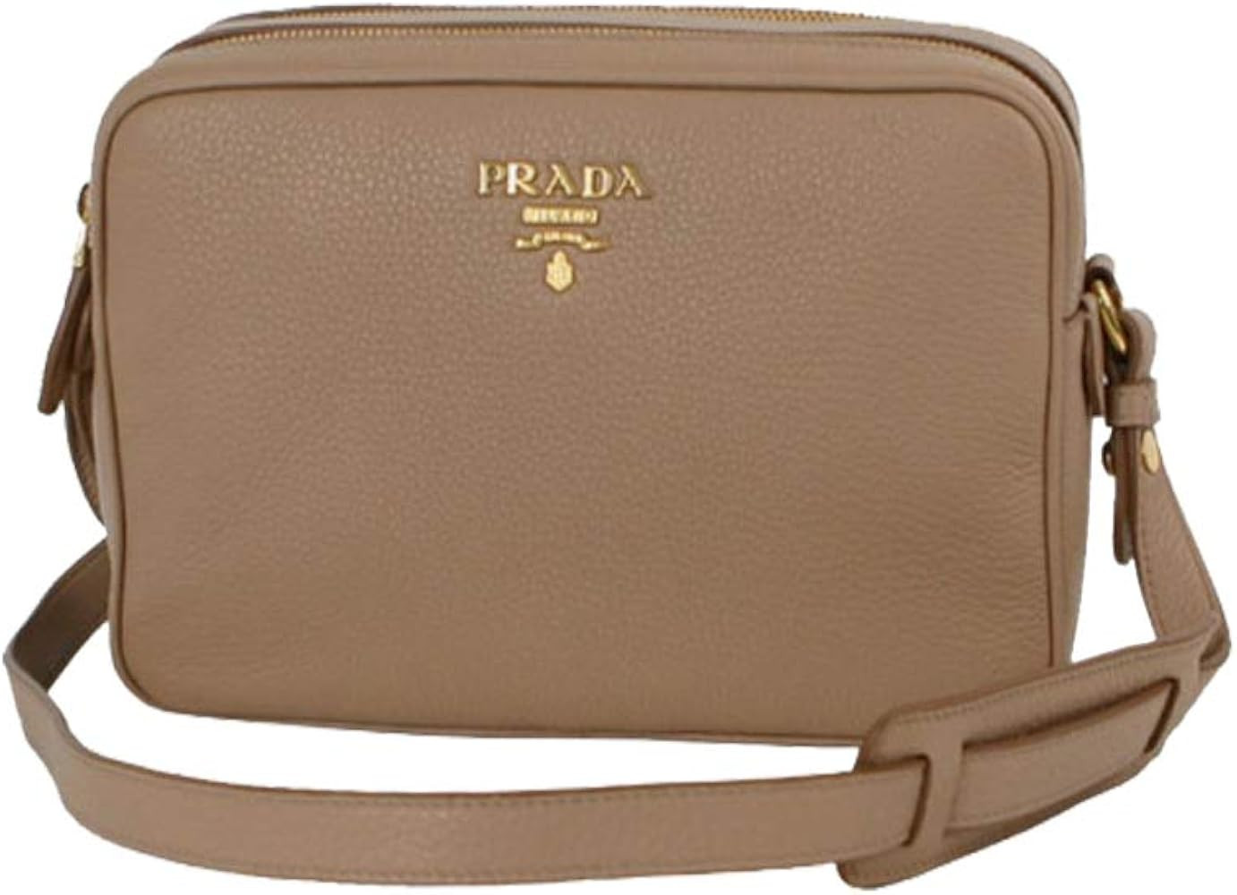Prada Beige Vitello Phenix Leather Double Zip Crossbody Bag 1BH079 | Amazon (US)