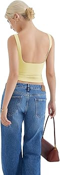 SUUKSESS Women Padded Open Back Boat Neck Tank Tops Double Lined Basic Shirts | Amazon (US)
