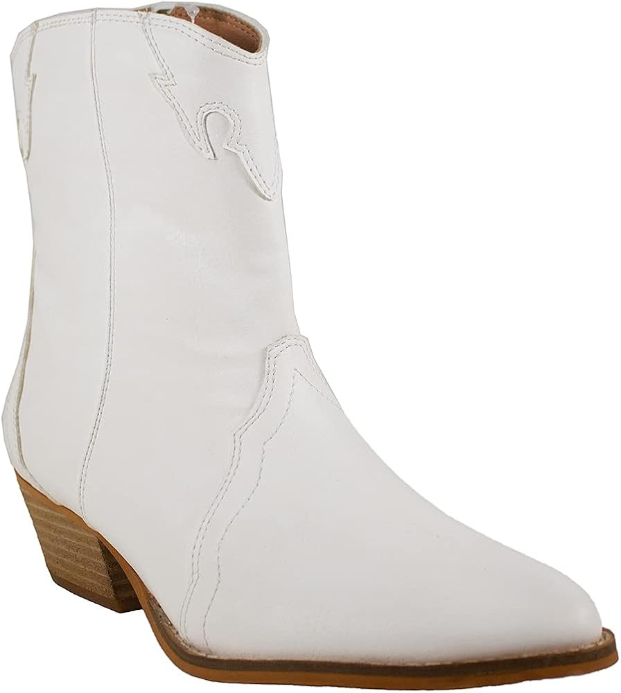 ARiderGirl Hala Women's Western Booties Side Zipper Pointed Toe Stacked Heel Ankle Boots | Amazon (US)